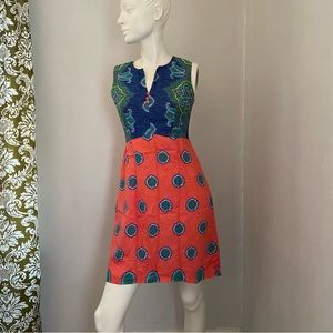 Vintage 1960s Paisley Flower Sleeveless Dress